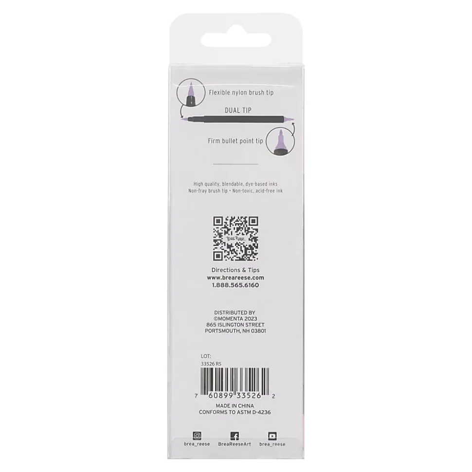 Brea Reese Dual-Tip Brush Markers, Pastel, Pack Of 6 Markers