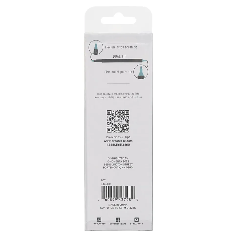 Brea Reese Dual-Tip Brush Markers, Jewel Tones, Pack Of 6 Markers