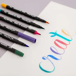 Brea Reese Dual-Tip Brush Markers, Jewel Tones, Pack Of 6 Markers