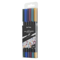 Brea Reese Dual-Tip Brush Markers, Jewel Tones, Pack Of 6 Markers