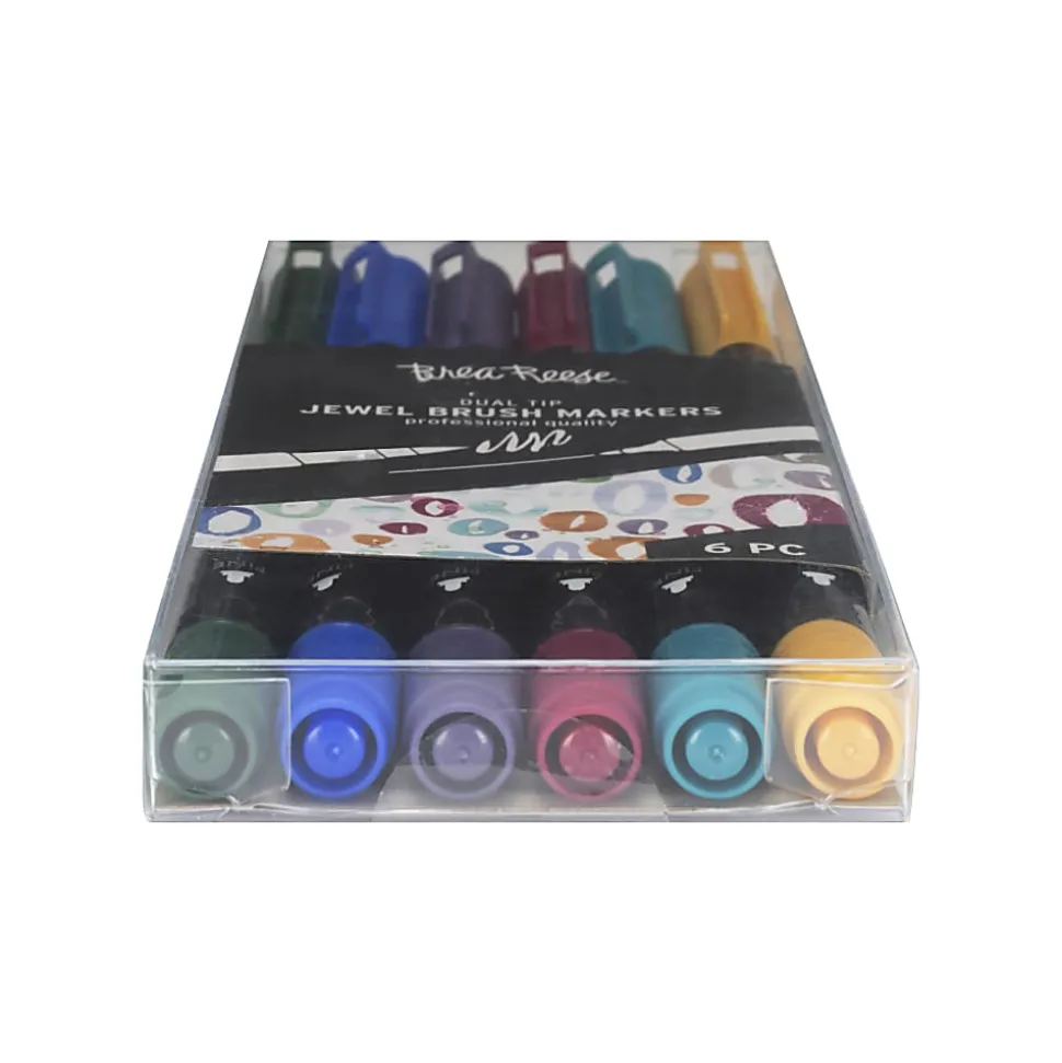 Brea Reese Dual-Tip Brush Markers, Jewel Tones, Pack Of 6 Markers