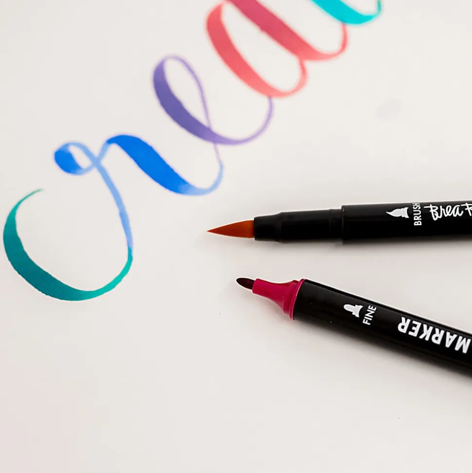 Brea Reese Dual-Tip Brush Markers, Jewel Tones, Pack Of 6 Markers