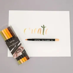 Brea Reese Dual-Tip Brush Markers, Neutrals, Pack Of 6 Markers