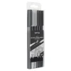 Brea Reese Dual-Tip Brush Markers, Grayscale, Pack Of 6 Markers