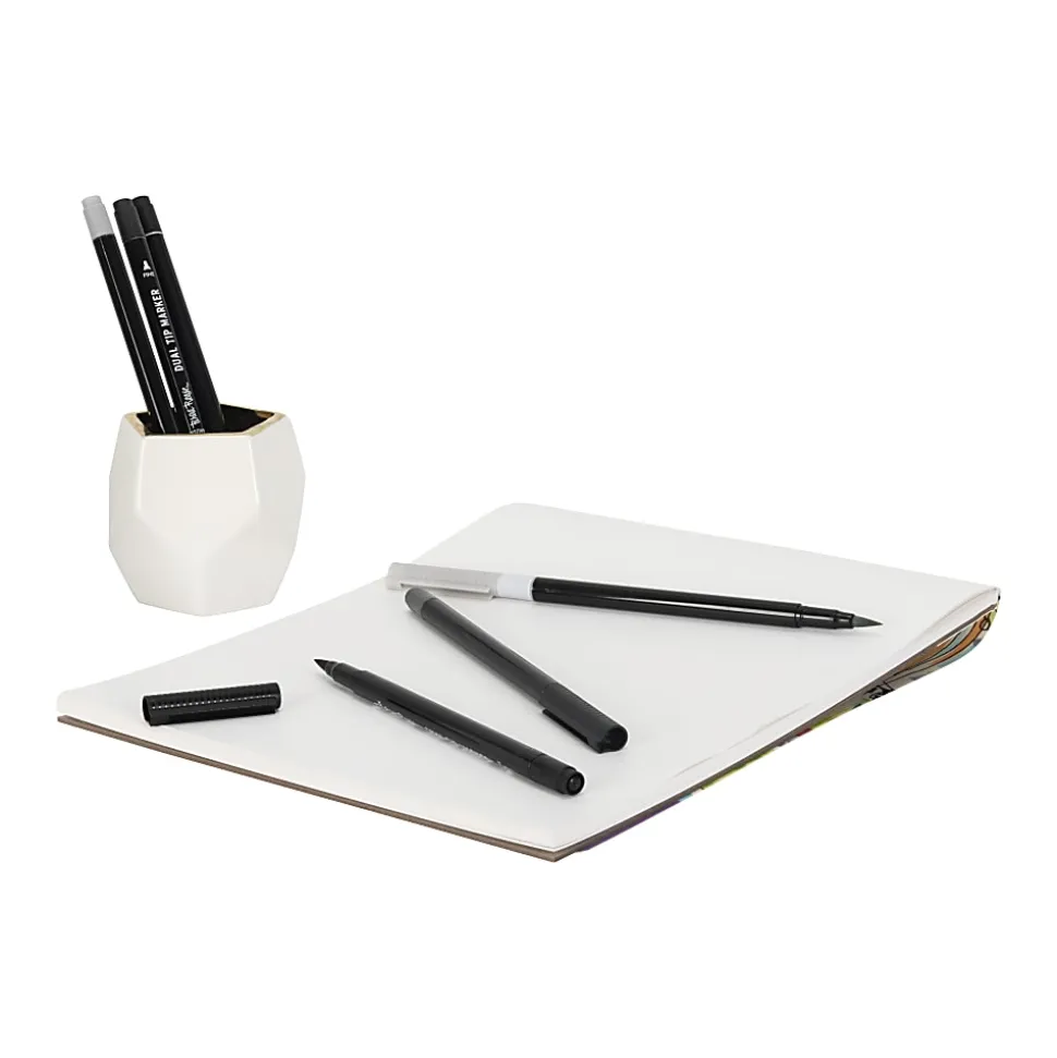 Brea Reese Dual-Tip Brush Markers, Grayscale, Pack Of 6 Markers