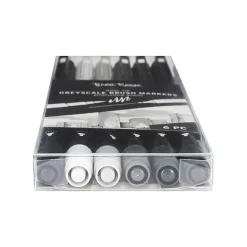 Brea Reese Dual-Tip Brush Markers, Grayscale, Pack Of 6 Markers