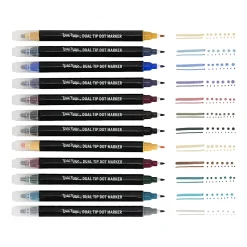 Brea Reese Dual-Tip Dot Markers, Pack Of 12 Markers, Twin Tip, Jewel-Toned Ink Colors