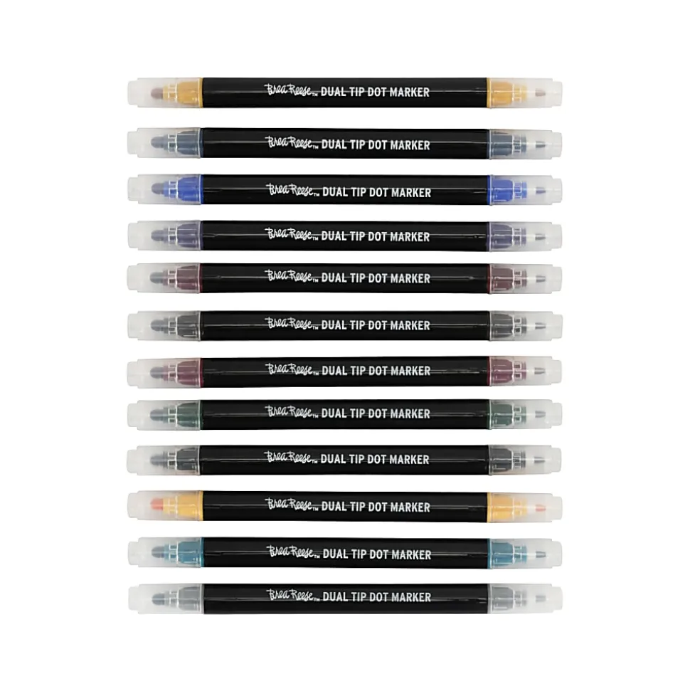 Brea Reese Dual-Tip Dot Markers, Pack Of 12 Markers, Twin Tip, Jewel-Toned Ink Colors
