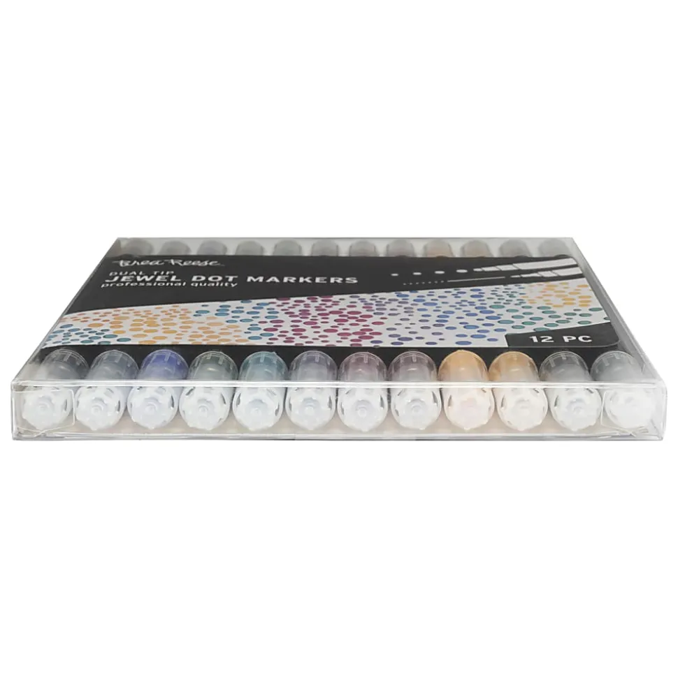 Brea Reese Dual-Tip Dot Markers, Pack Of 12 Markers, Twin Tip, Jewel-Toned Ink Colors