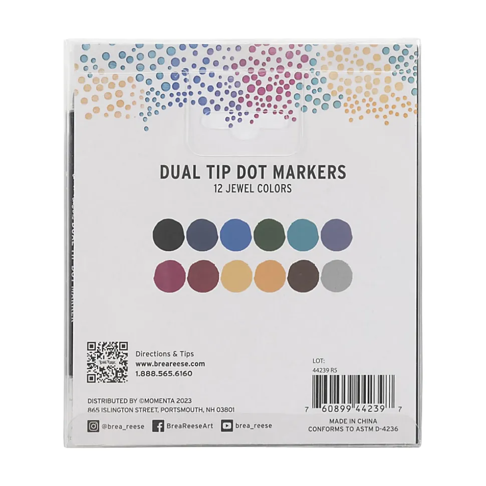 Brea Reese Dual-Tip Dot Markers, Pack Of 12 Markers, Twin Tip, Jewel-Toned Ink Colors