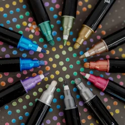 Brea Reese Dual-Tip Dot Markers, Pack Of 12 Markers, Twin Tip, Metallic Ink