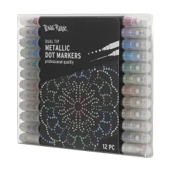 Brea Reese Dual-Tip Dot Markers, Pack Of 12 Markers, Twin Tip, Metallic Ink
