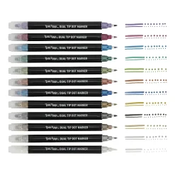 Brea Reese Dual-Tip Dot Markers, Pack Of 12 Markers, Twin Tip, Metallic Ink