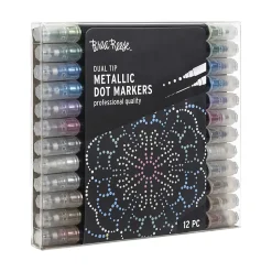 Brea Reese Dual-Tip Dot Markers, Pack Of 12 Markers, Twin Tip, Metallic Ink