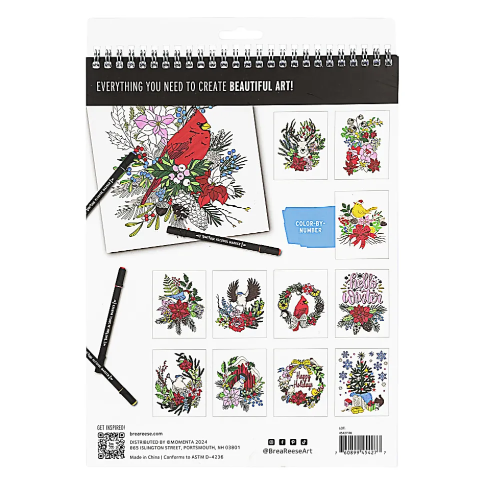 Brea Reese Holiday Birds & Botanicals Color-by-Number Kit