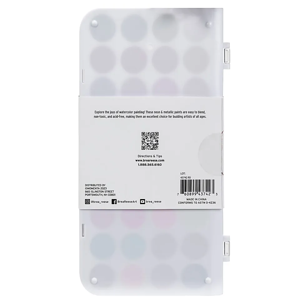 Brea Reese Large 36-Color Watercolor Paint Set, Neon & Metallic Colors