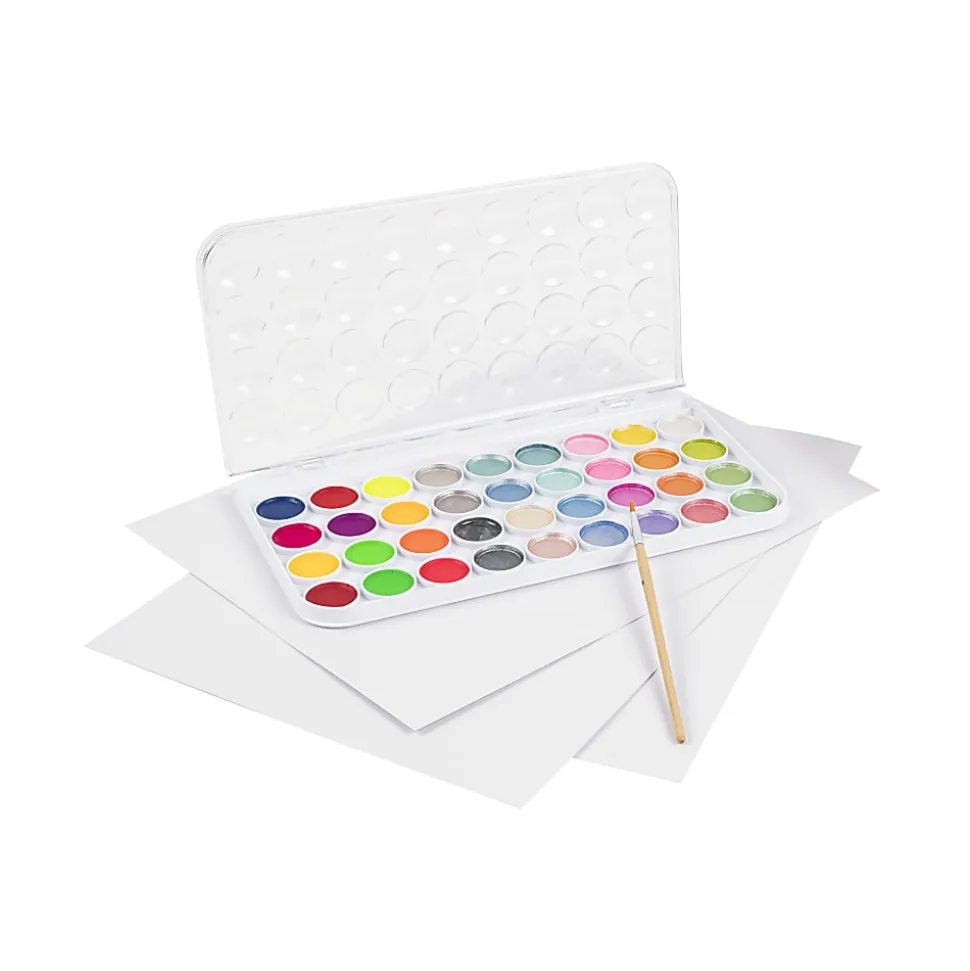Brea Reese Large 36-Color Watercolor Paint Set, Neon & Metallic Colors