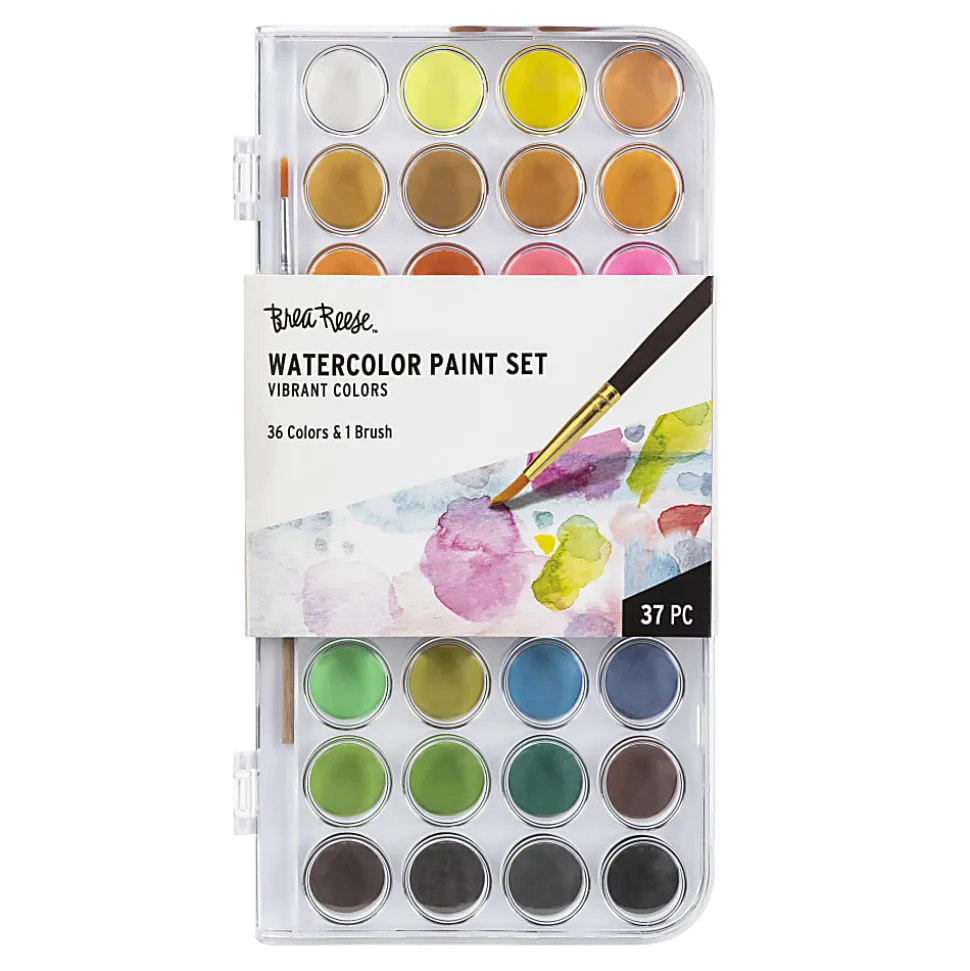 Brea Reese Large 36-Color Watercolor Paint Set, Vibrant Colors