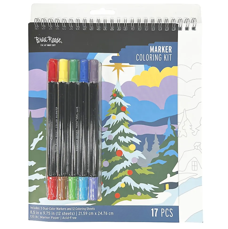Brea Reese Marker Spiral Pad Set, Christmas Tree, Set Of 17 Pieces