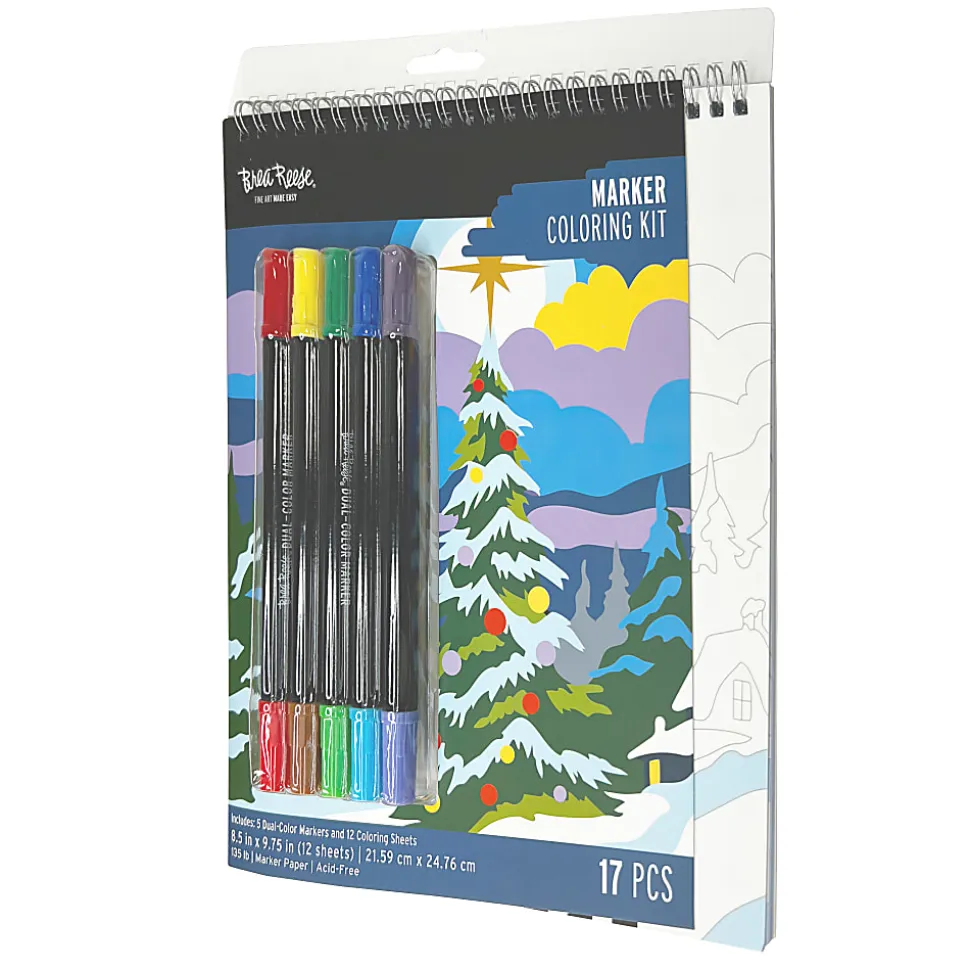 Brea Reese Marker Spiral Pad Set, Christmas Tree, Set Of 17 Pieces