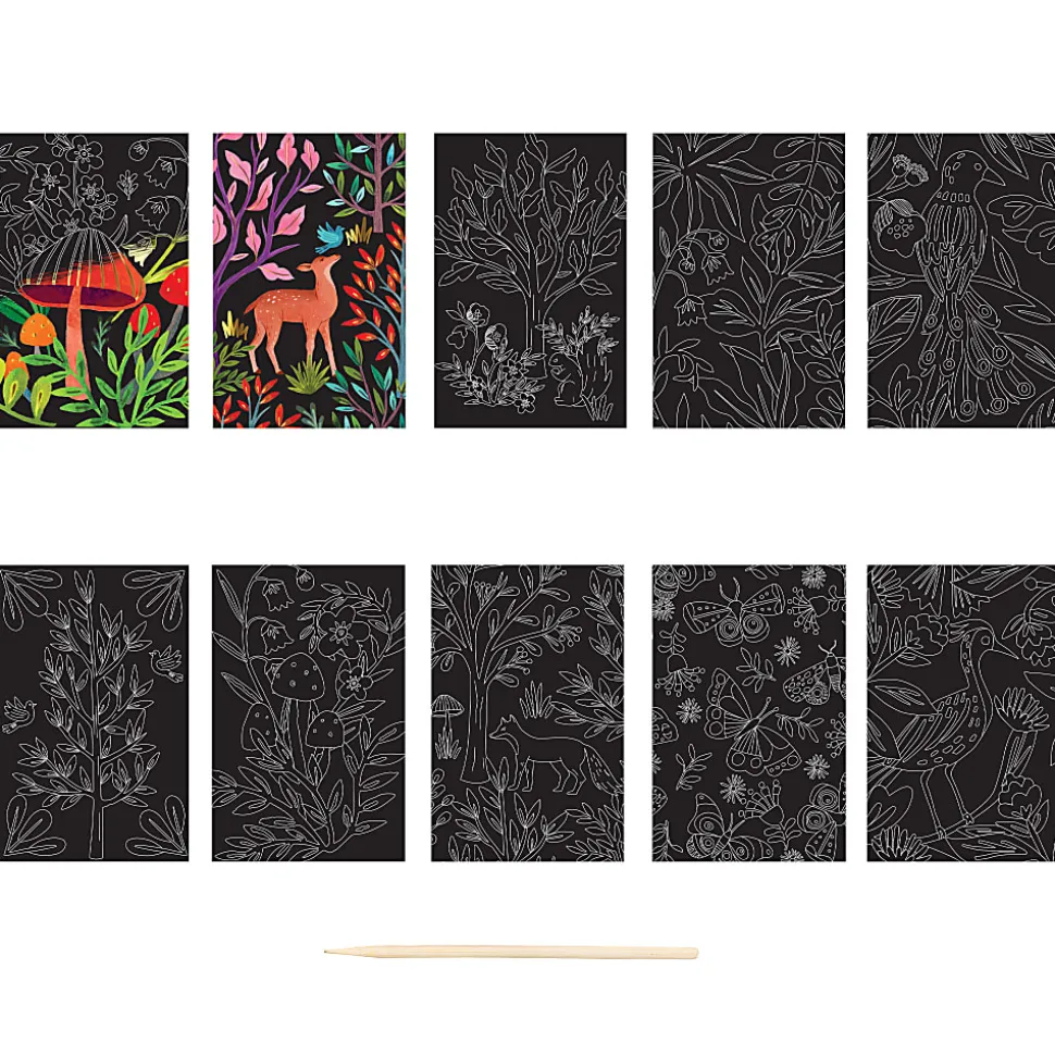 Brea Reese Mini Scratch Art Pad Set, Woodlands, 3-1/2" x 5-1/2", Total Qty 1