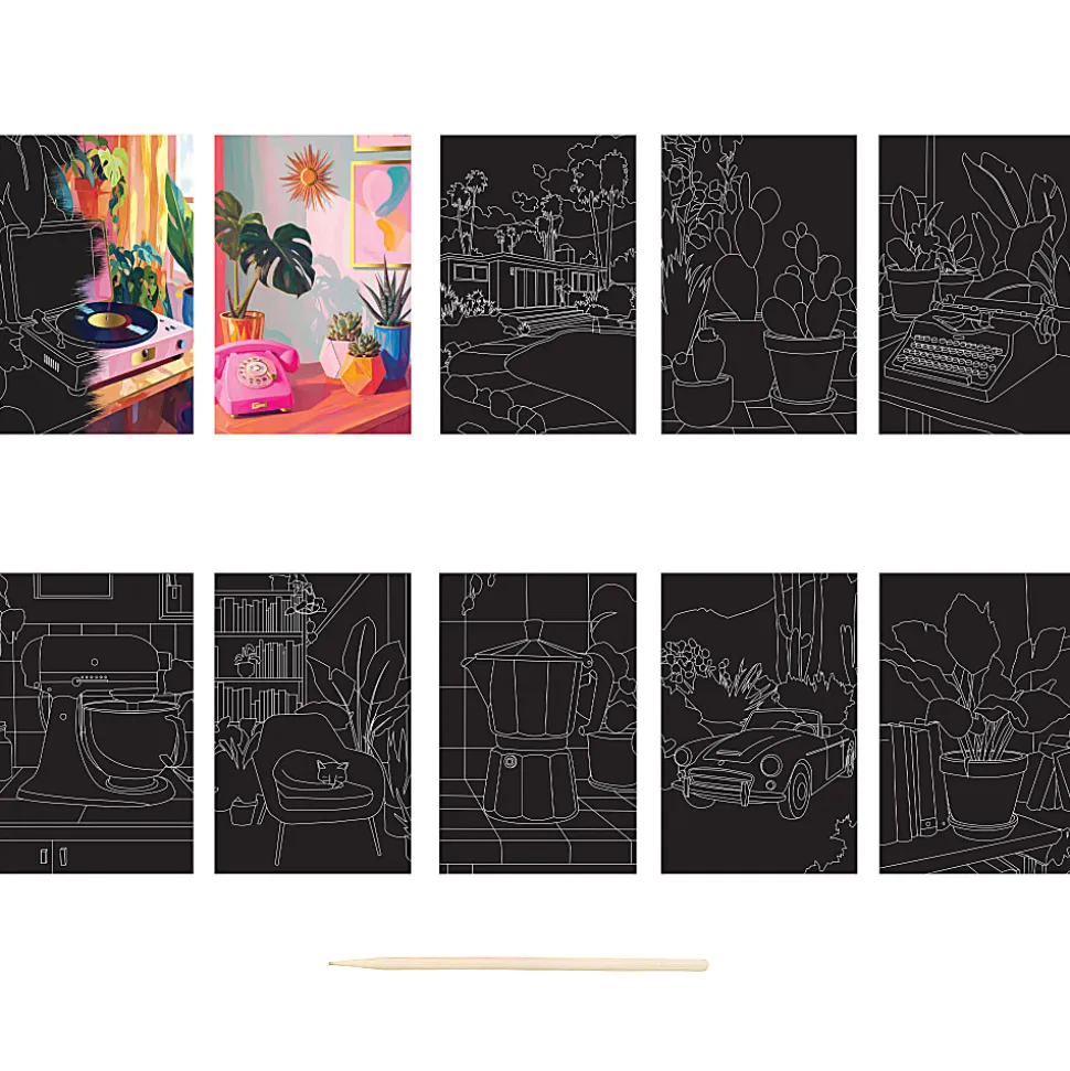 Brea Reese Mini Scratch Art Pad Set, Record, 3-1/2" x 5-1/2", Total Qty 1