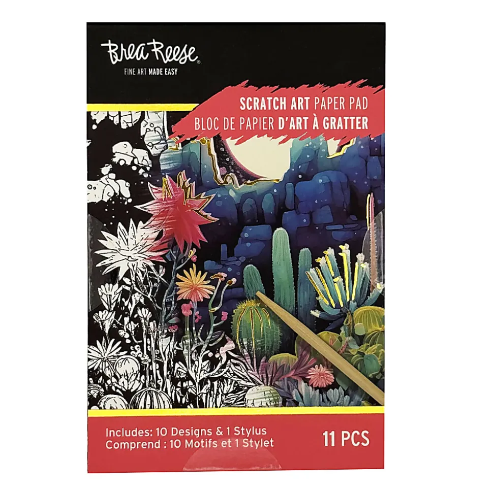 Brea Reese Mini Scratch Art Pad Set, Cacti, 3-1/2" x 5-1/2", Total Qty 1