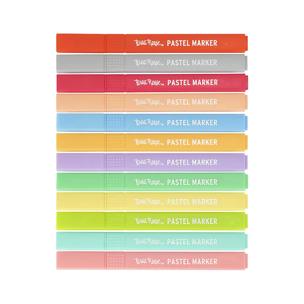 Brea Reese Pastel Markers, Pack Of 12 Markers, Chisel Point, Pastel Ink Colors
