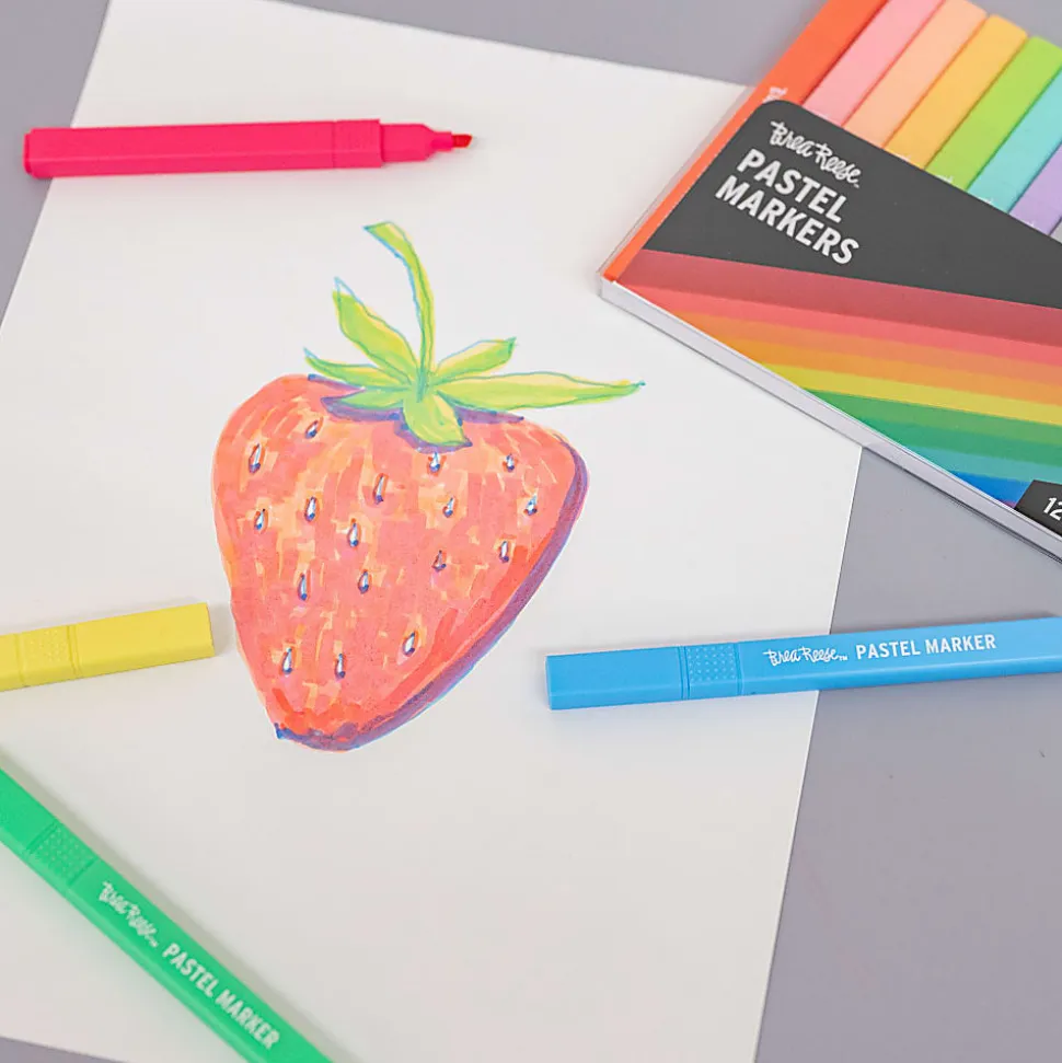 Brea Reese Pastel Markers, Pack Of 12 Markers, Chisel Point, Pastel Ink Colors
