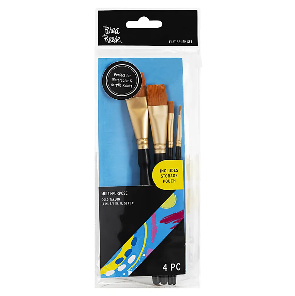 Brea Reese 4-Piece Flat Paintbrush Set, Black