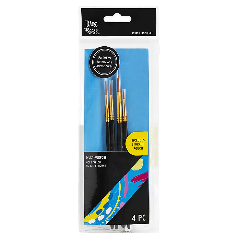 Brea Reese 4-Piece Round Paintbrush Set, Black
