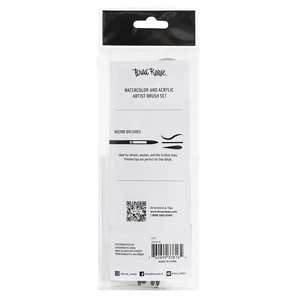 Brea Reese 4-Piece Round Paintbrush Set, Black