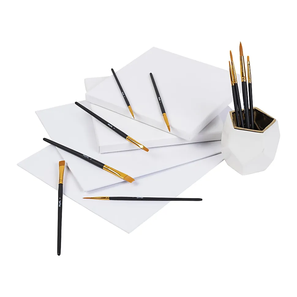 Brea Reese 10-Piece Value Paintbrush Set, Round/Flat/Angle/Filbert, Black