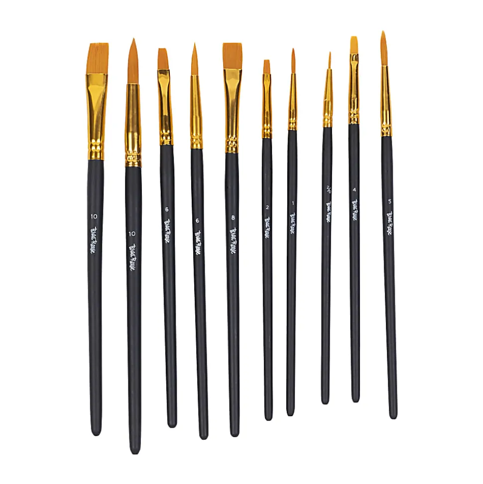 Brea Reese 10-Piece Value Paintbrush Set, Round/Flat/Angle/Filbert, Black