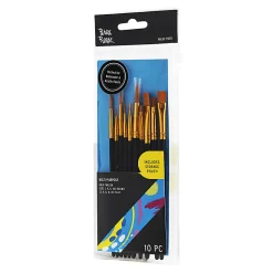 Brea Reese 10-Piece Value Paintbrush Set, Round/Flat/Angle/Filbert, Black