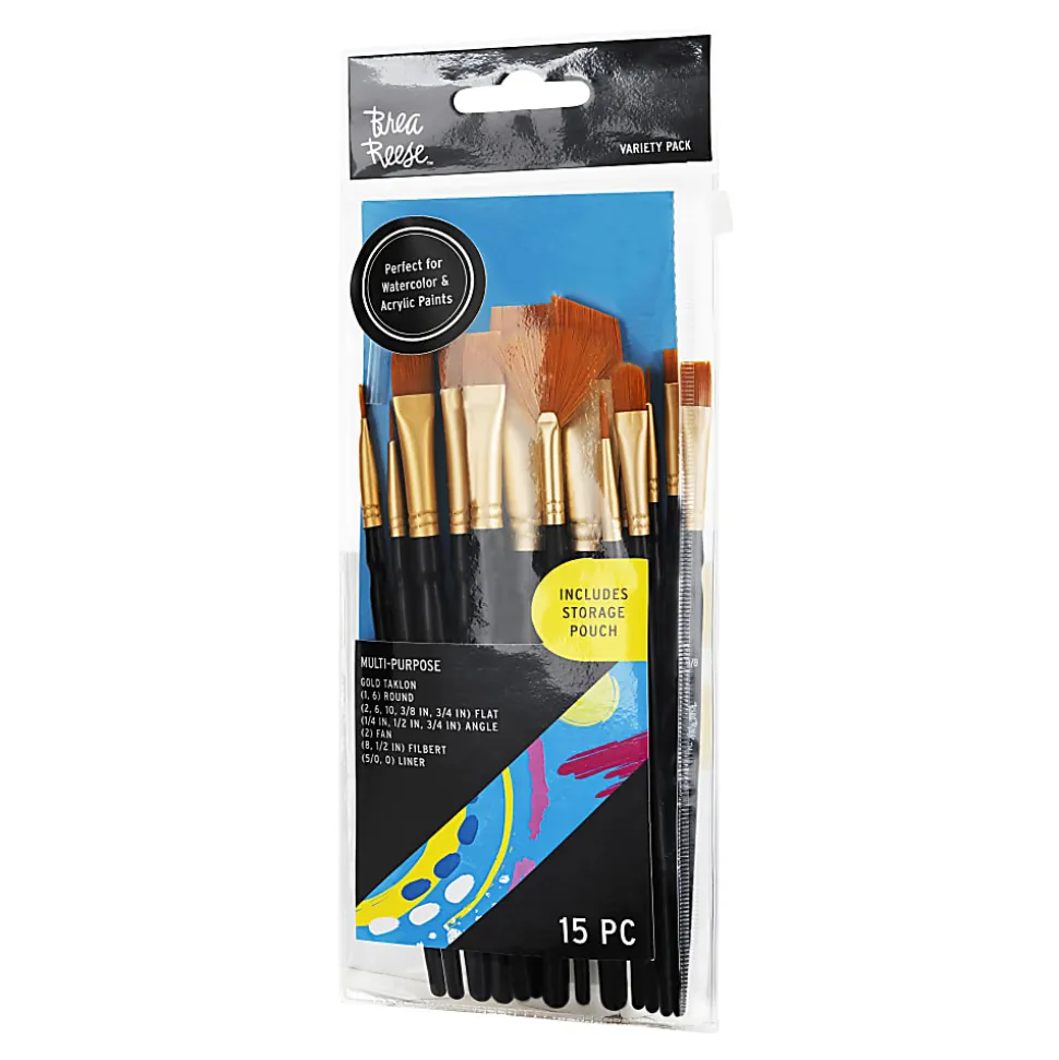Brea Reese 15-Piece Variety Paintbrush Set, Black