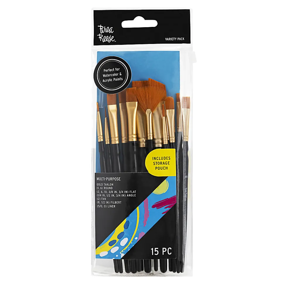 Brea Reese 15-Piece Variety Paintbrush Set, Black