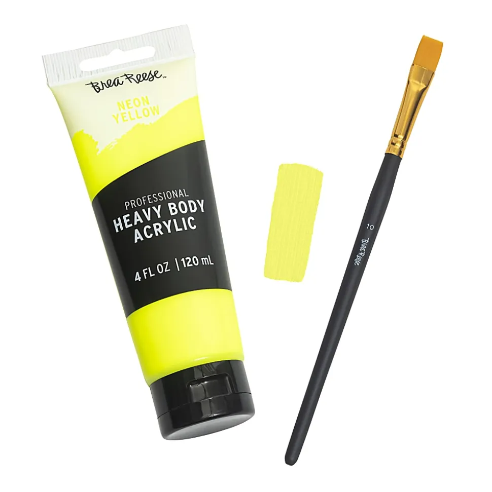 Brea Reese Professional Heavy-Body Acrylic Paint, 4 Oz, Neon Yellow