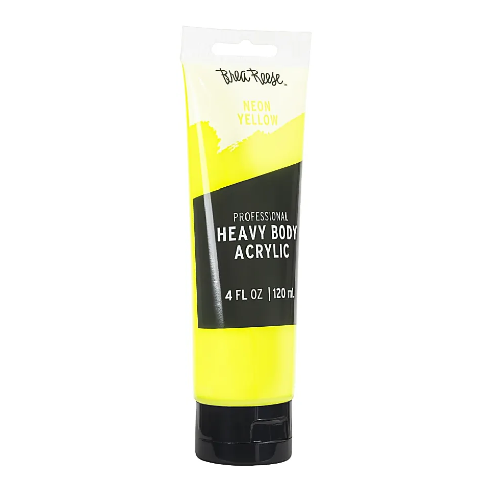 Brea Reese Professional Heavy-Body Acrylic Paint, 4 Oz, Neon Yellow