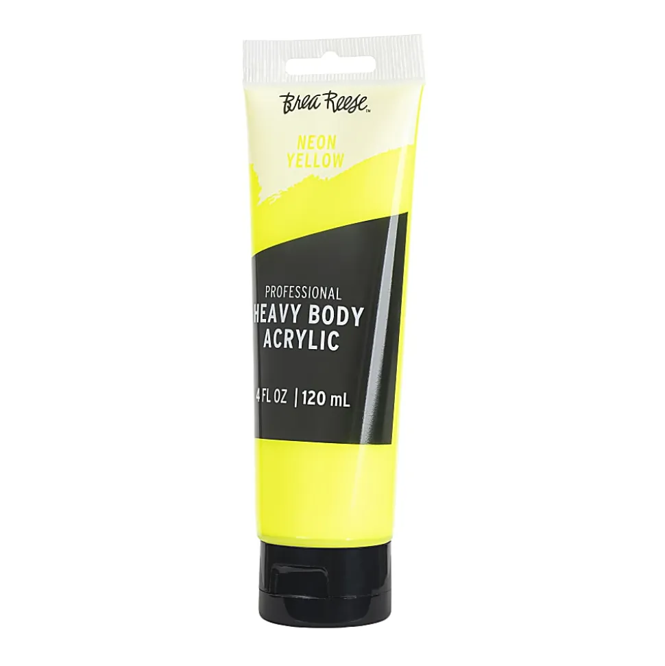 Brea Reese Professional Heavy-Body Acrylic Paint, 4 Oz, Neon Yellow