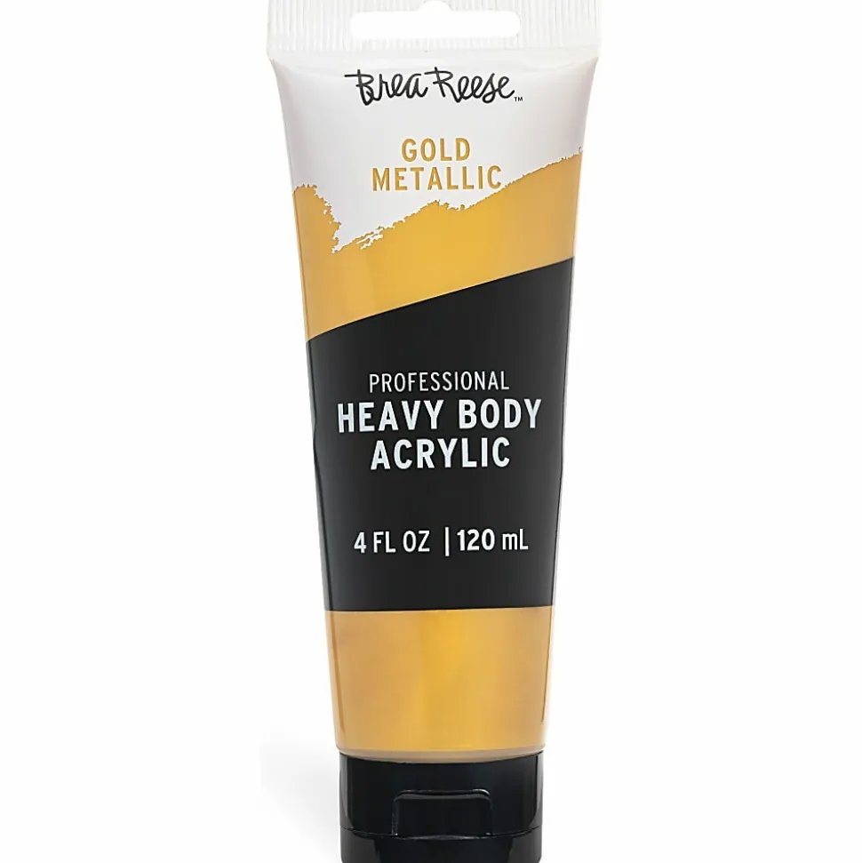 Brea Reese Professional Heavy-Body Acrylic Paint, 4 Oz, Metallic Gold