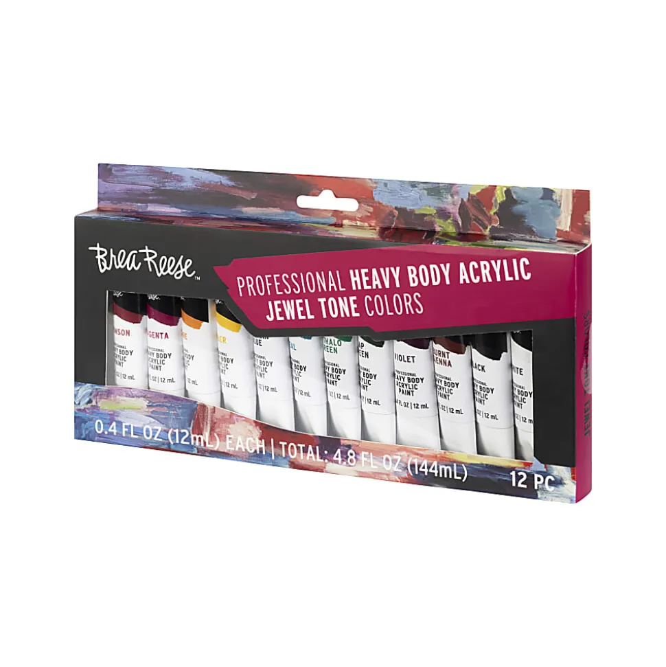 Brea Reese Professional Heavy-Body Acrylic Paint, 12 Jewel-Toned Colors