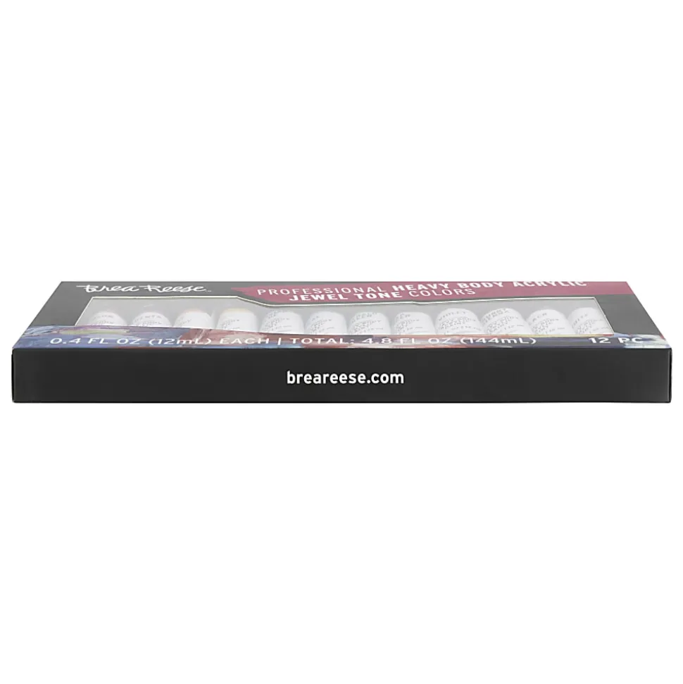 Brea Reese Professional Heavy-Body Acrylic Paint, 12 Jewel-Toned Colors