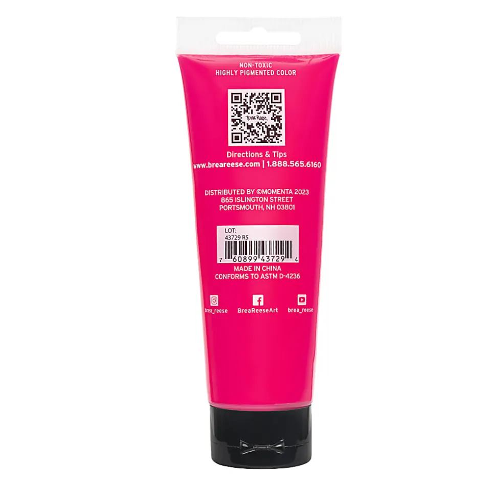 Brea Reese Professional Heavy-Body Acrylic Paint, 4 Oz, Neon Pink