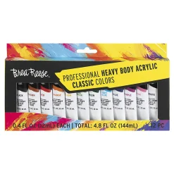 Brea Reese Professional Heavy-Body Acrylic Paint, 12 Classic Colors