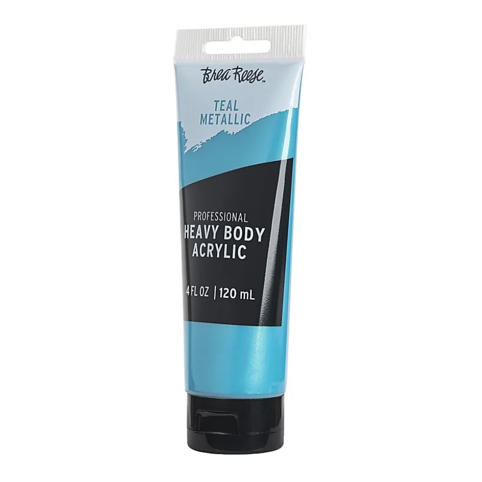 Brea Reese Professional Heavy-Body Acrylic Paint, 4 Oz, Metallic Teal