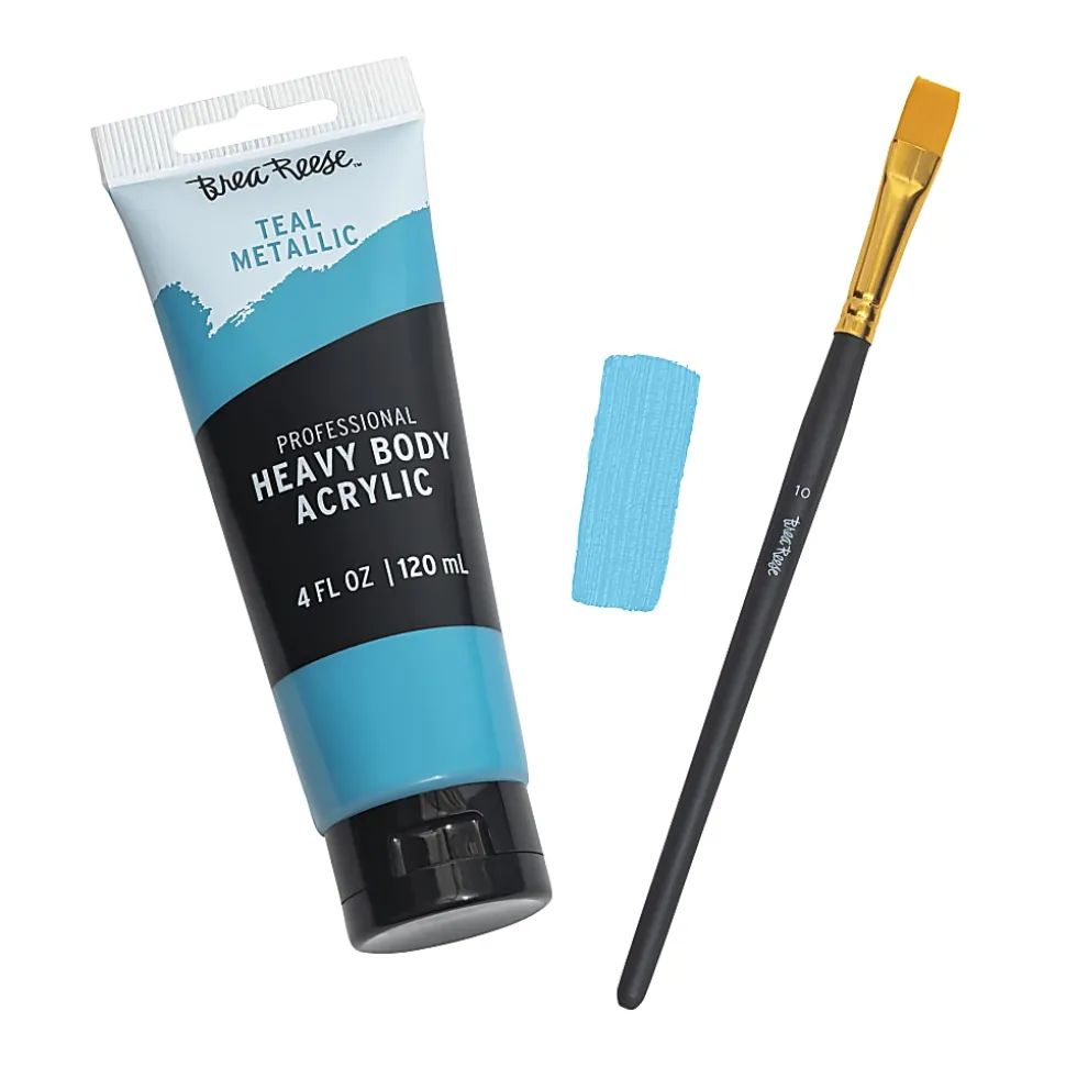 Brea Reese Professional Heavy-Body Acrylic Paint, 4 Oz, Metallic Teal