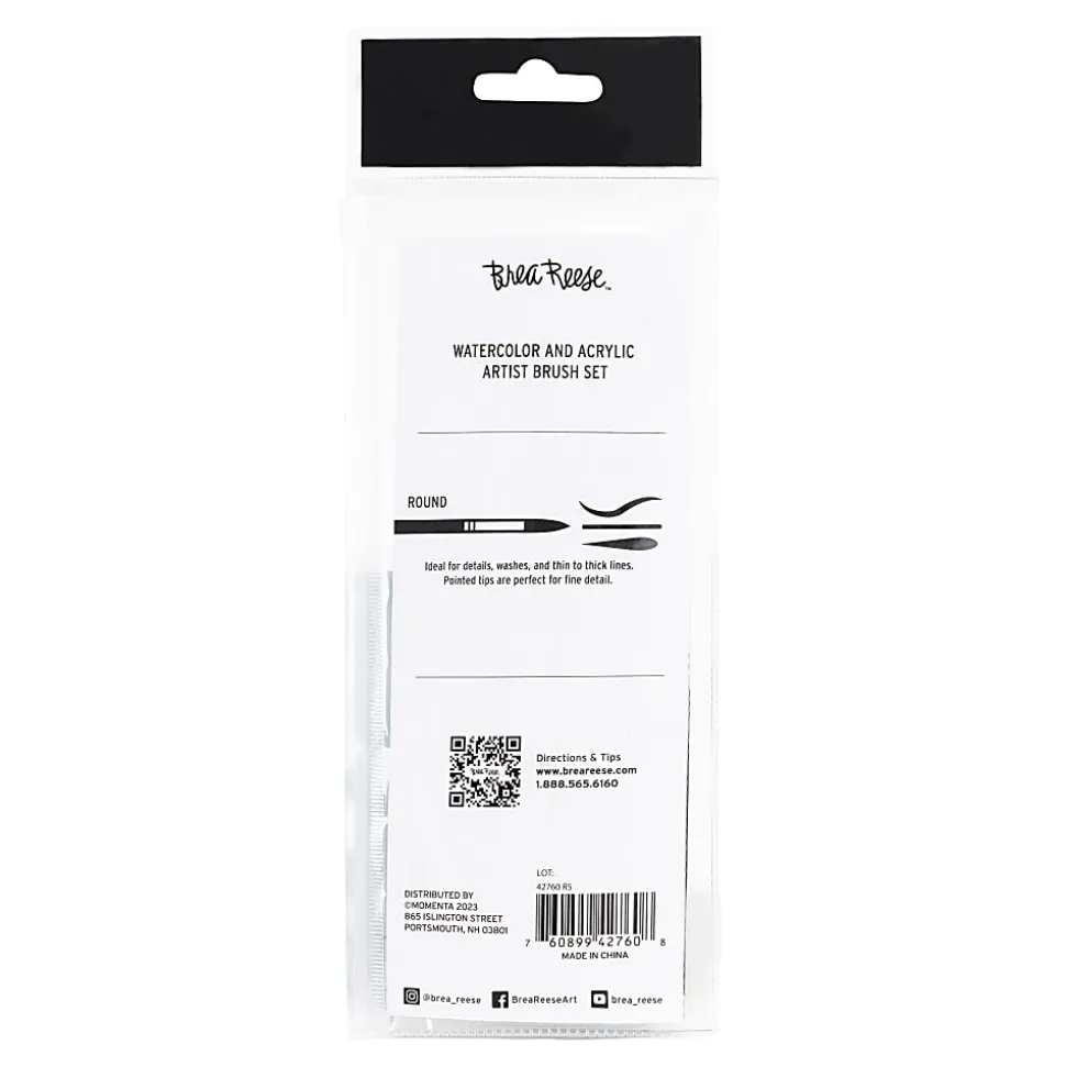 Brea Reese Round Paintbrush Set, Black, Set Of 5 Brushes