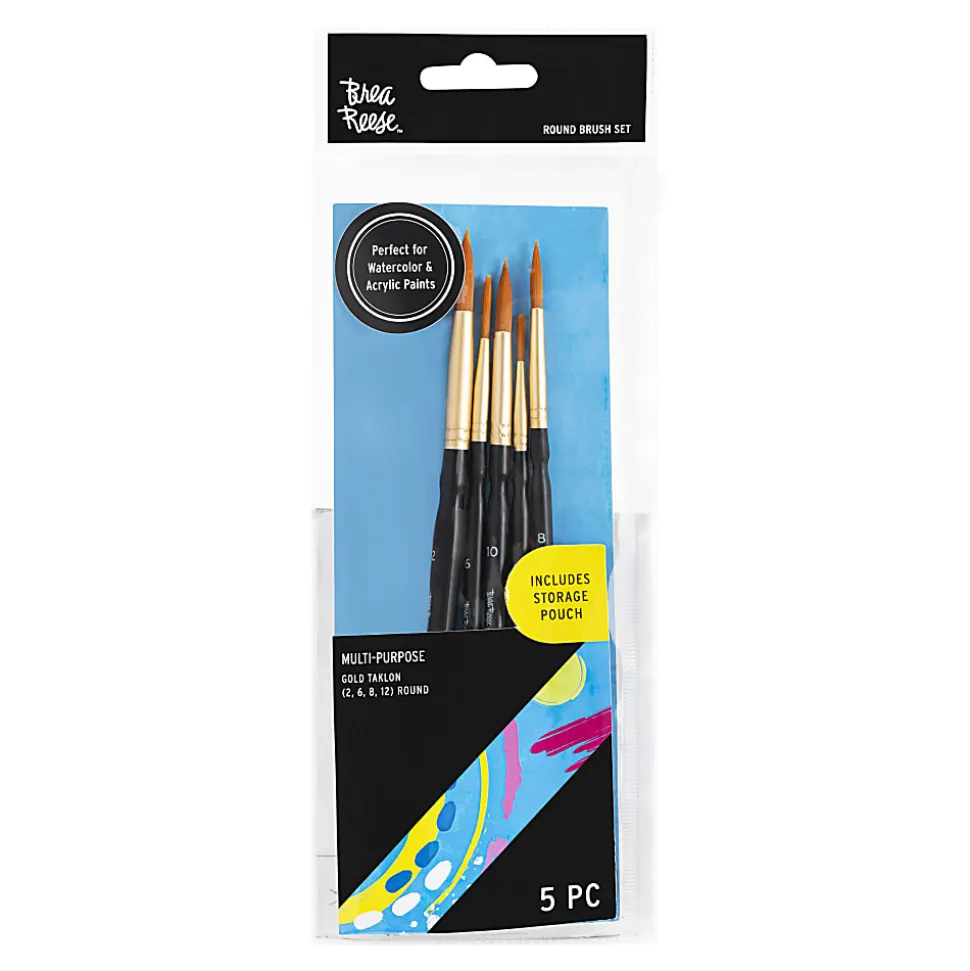 Brea Reese Round Paintbrush Set, Black, Set Of 5 Brushes