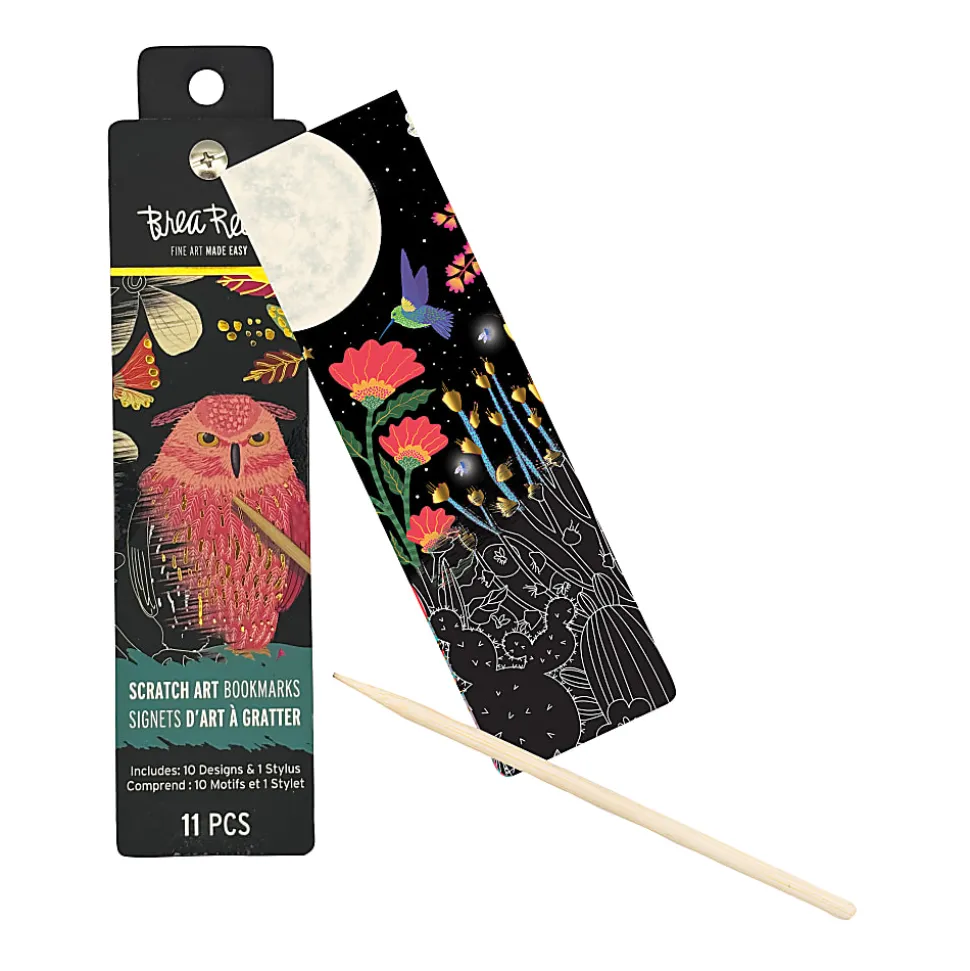 Brea Reese® Scratch Art Bookmark Kit, Owl, 1-9/10" x 7", Kit Of 11 Pieces